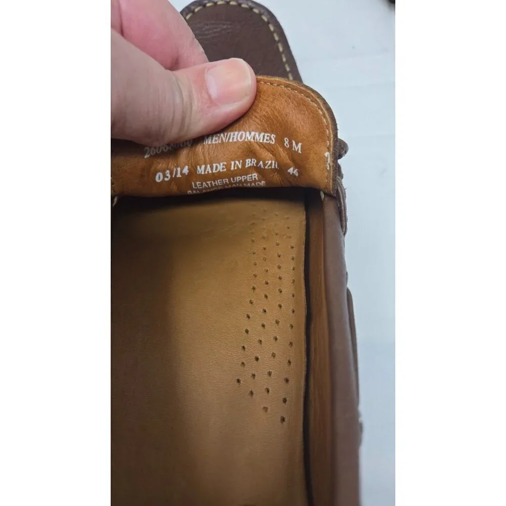 Clarks men's brown Leather Slip On Loafer Mocs Driver Shoes size 8
